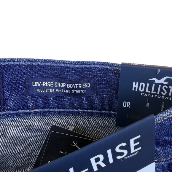 Hollister Womens Blue Cotton Low-Rise Crop Boyfriend Jeans Size W24 L25 - New - Picture 12 of 15
